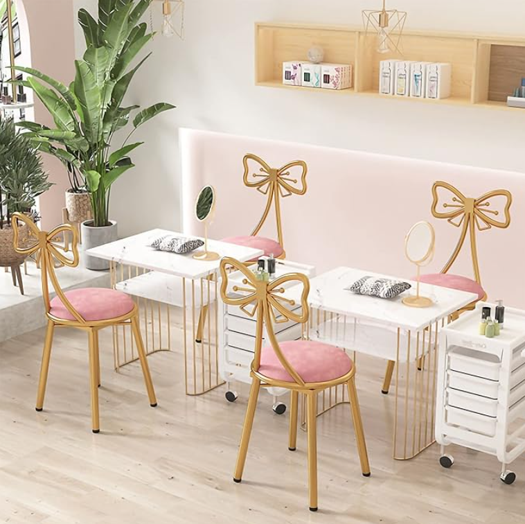 Pink Dressing Makeup Stool Princess Chair